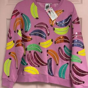 EXTREMELY RARE QUEEN OF SPARKLES Bananas Sweatshirt NWT